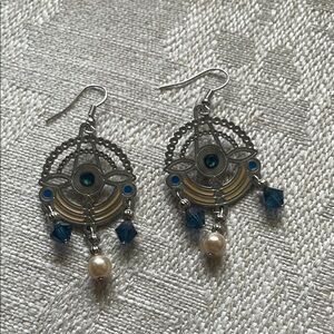 Elegant Silver and Blue Dangle Earrings